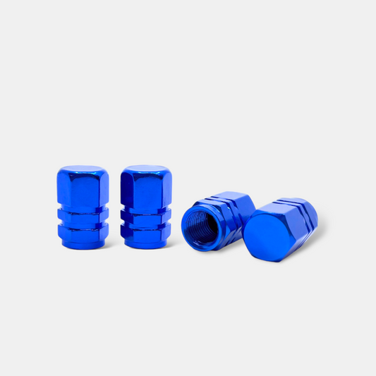4x Ventilkappe "Hexagon" - Blau