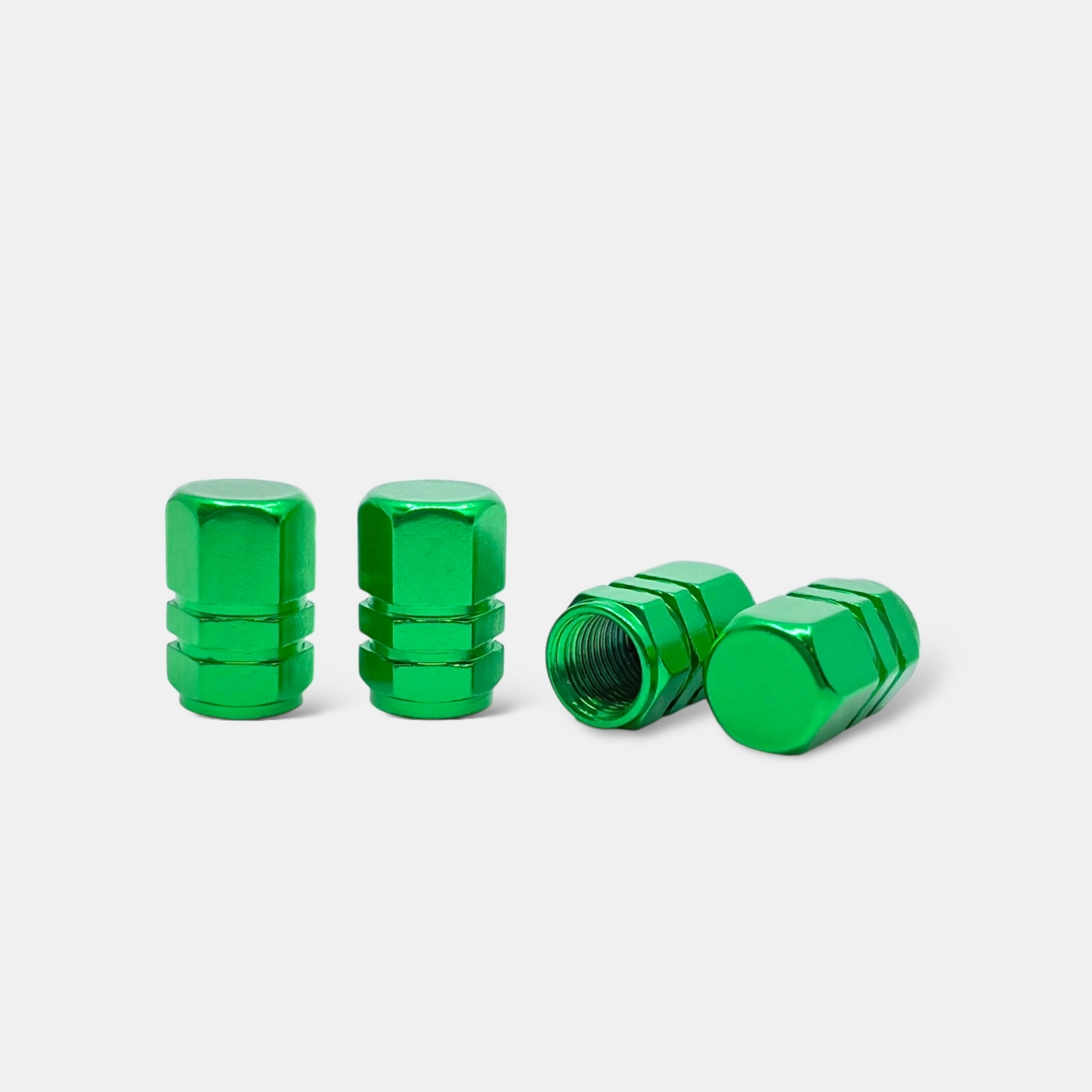 4x Ventilkappe "Hexagon" - Grün