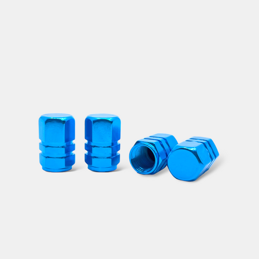 4x Ventilkappe "Hexagon" - Hellblau