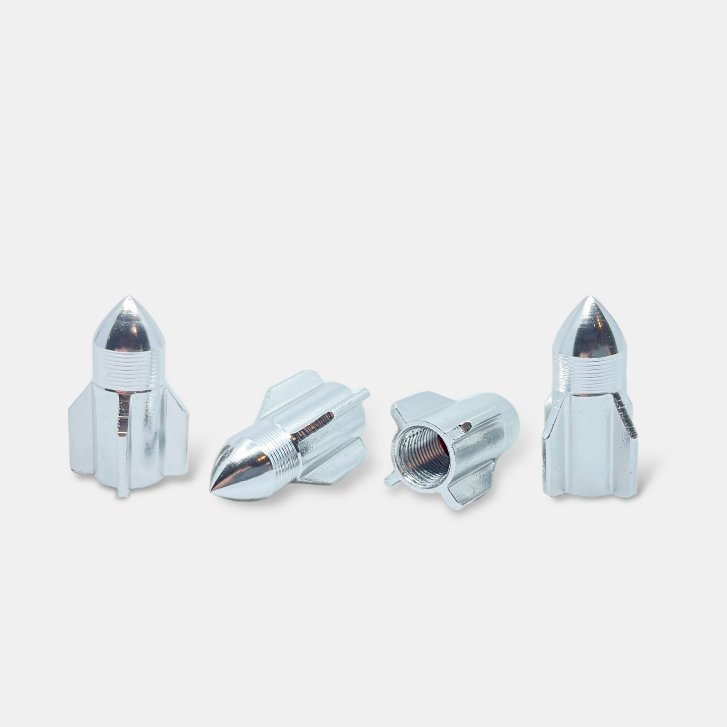 4x Ventilkappe "Rakete" - Silber