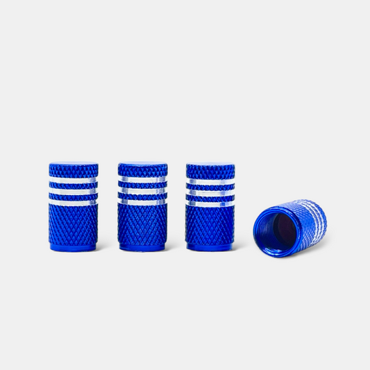4x Ventilkappe "Silberring" - Blau