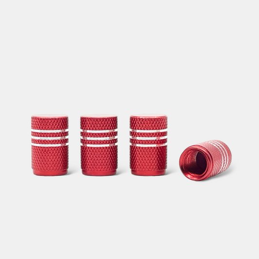 4x Ventilkappe "Silberring" - Rot