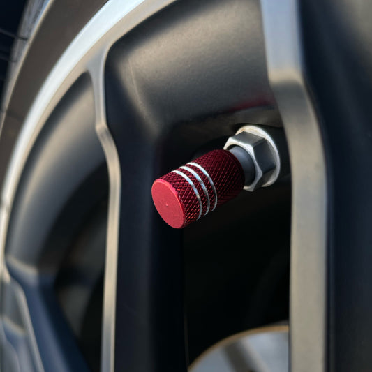 4x Ventilkappe "Silberring" - Rot