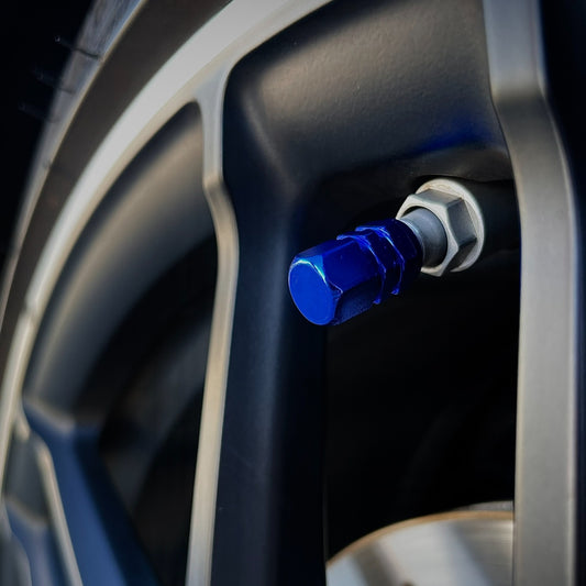 4x Ventilkappe "Hexagon" - Blau