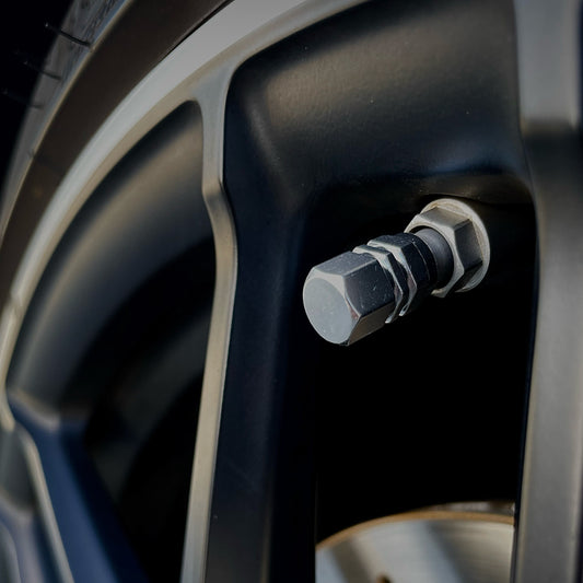 4x Ventilkappe "Hexagon" - Silber