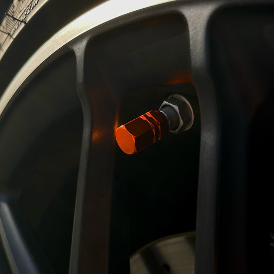 4x Ventilkappe "Hexagon" - Orange