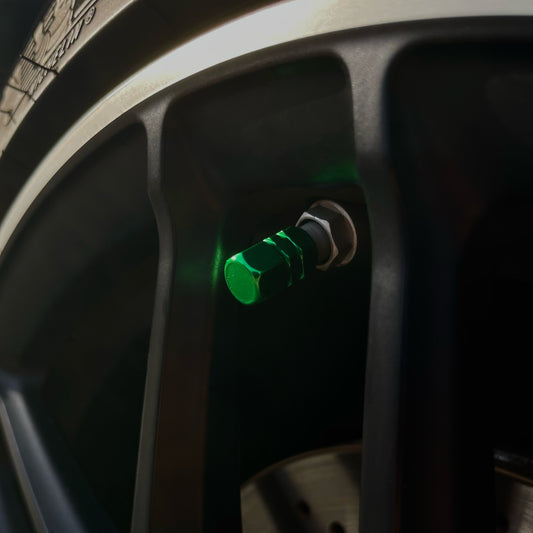 4x Ventilkappe "Hexagon" - Grün