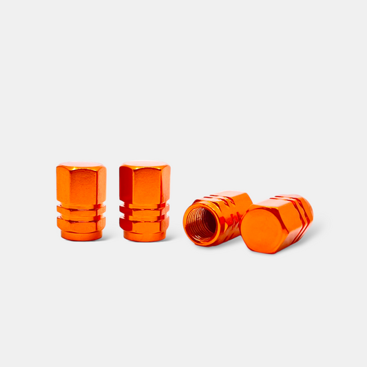 4x Ventilkappe "Hexagon" - Orange