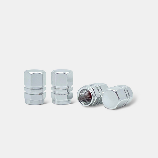 4x Ventilkappe "Hexagon" - Silber