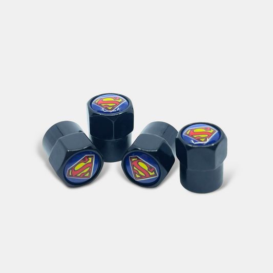 4x Ventilkappe "Superman"