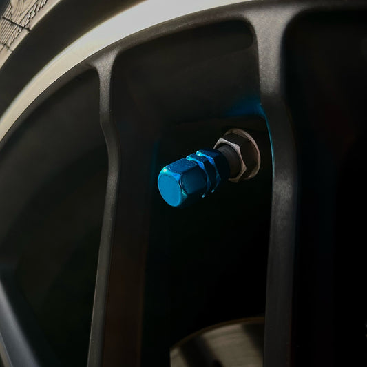 4x Ventilkappe "Hexagon" - Hellblau